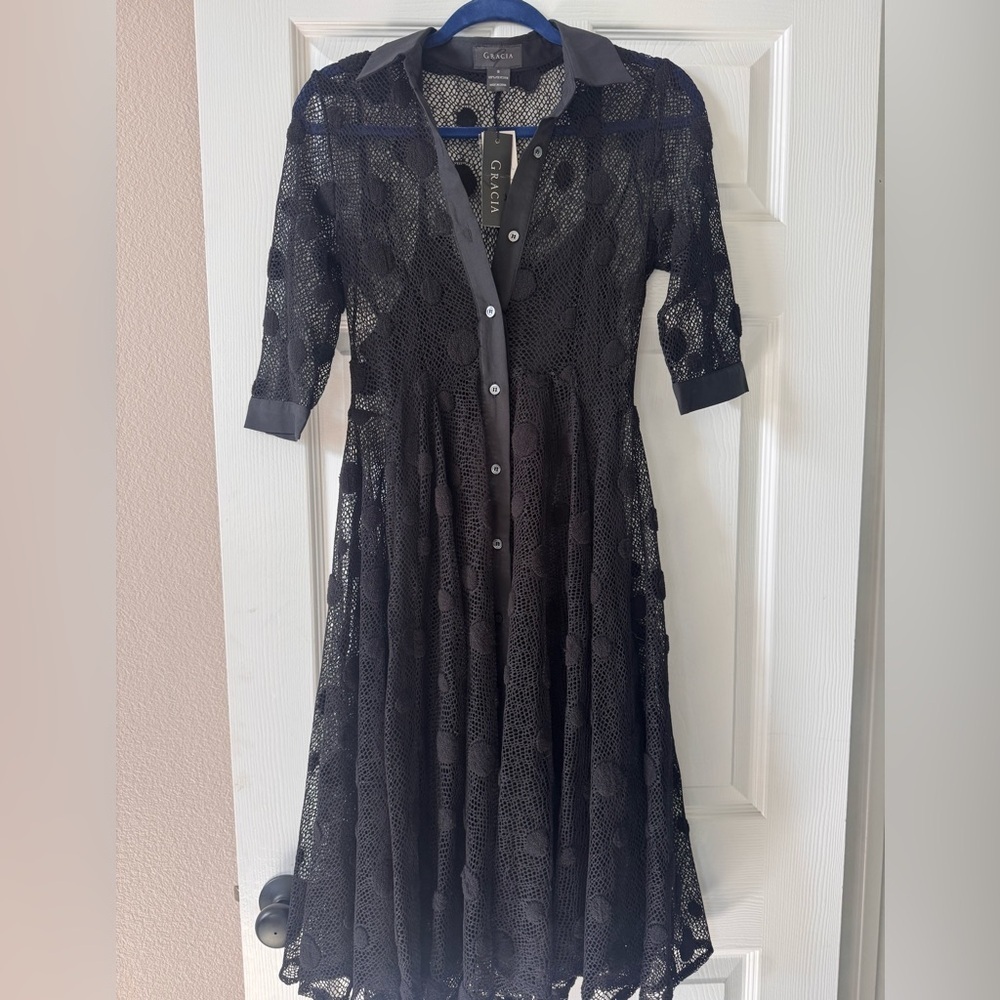 NWT Garcia Women's Size S Polka Dot Mesh Dress